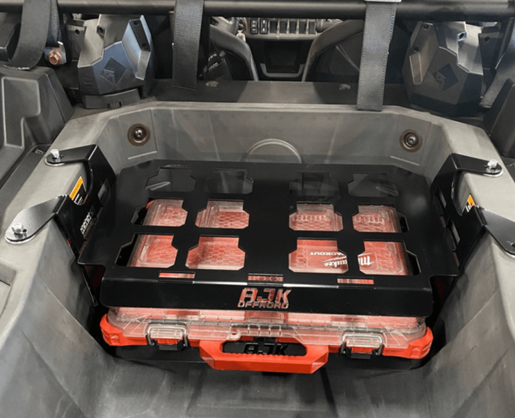 Polaris RZR XP 1000 2024+ Packout Mount — Polaris RZR XP 1000 2024 Model Year  AJK Offroad Top and Bottom Plate with Only Bottom Milwaukee Kit
