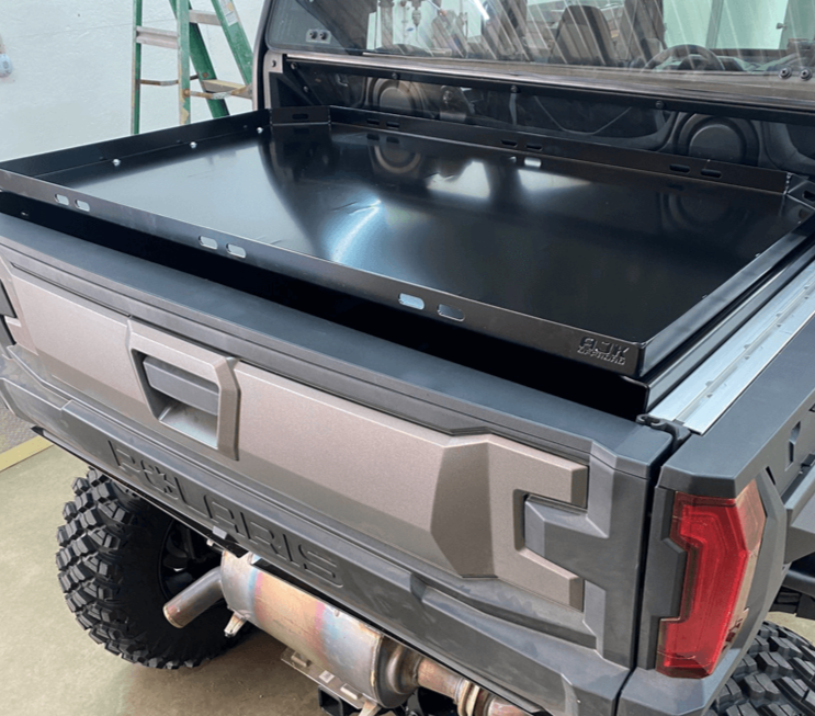 Polaris Xpedition Bed Tray — Polaris Xpedition Bed Tray by AJK Offroad  Right Side Angle View with Tailgate Door Closed