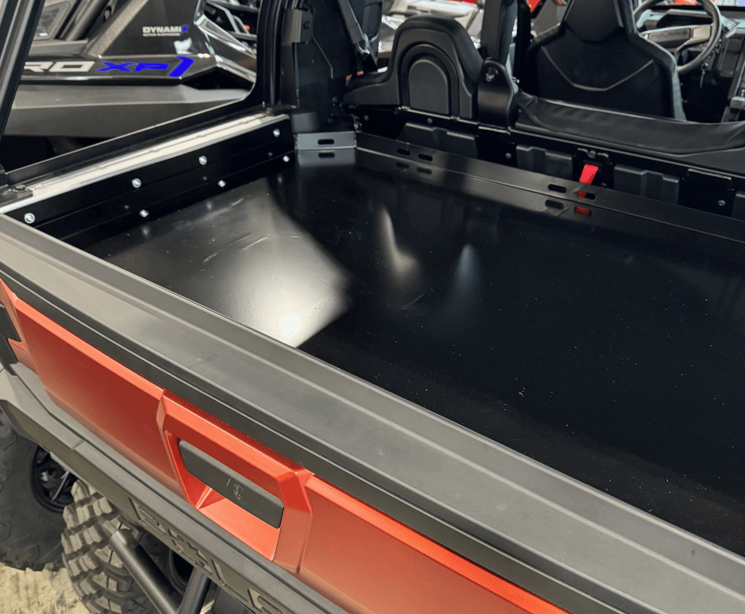 Polaris Xpedition Bed Tray — Polaris Xpedition Bed Tray by AJK Offroad  Close Up Right Side of Tray with Tailgate Closed