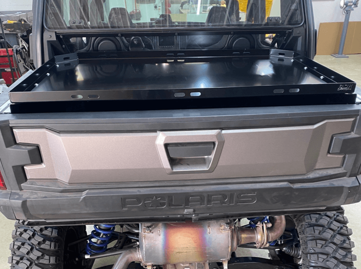 Polaris Xpedition Bed Tray — Polaris Xpedition Bed Tray by AJK Offroad Back View with Tailgate Door Closed