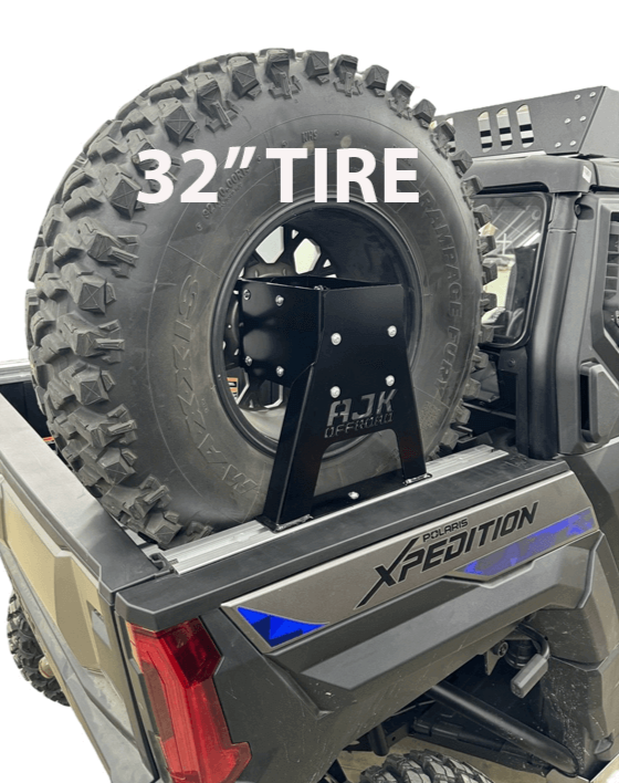 Polaris Xpedition Spare Tire Carrier — Polaris Xpedition Spare Tire Carrier by AJK Offroad Pictured with 32" Tire Right Slight Angle View