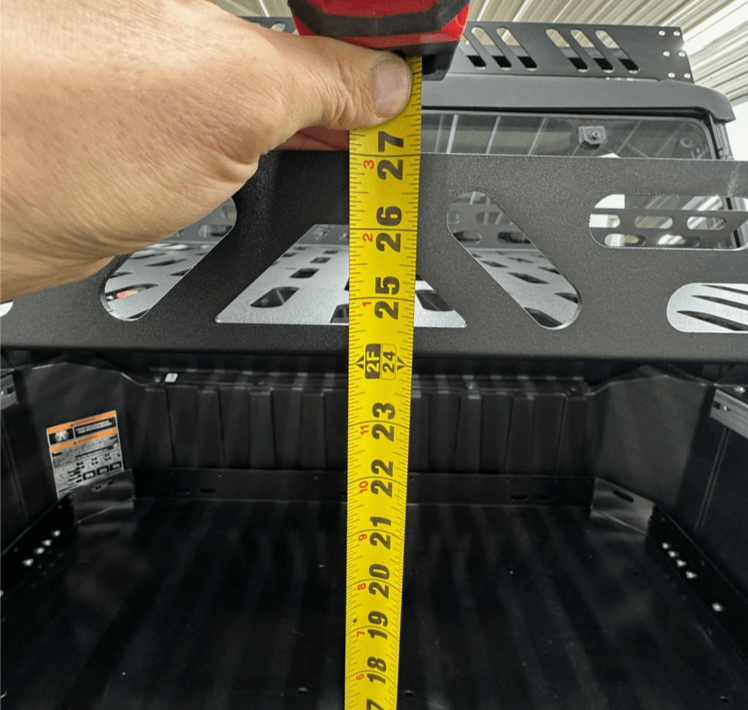Polaris Xpedition Short Headache Rack 3/4 Rack — Polaris Xpedition Short Headache Rack 3/4 Rack by AJK Offroad with Tape Measure Showing Height
