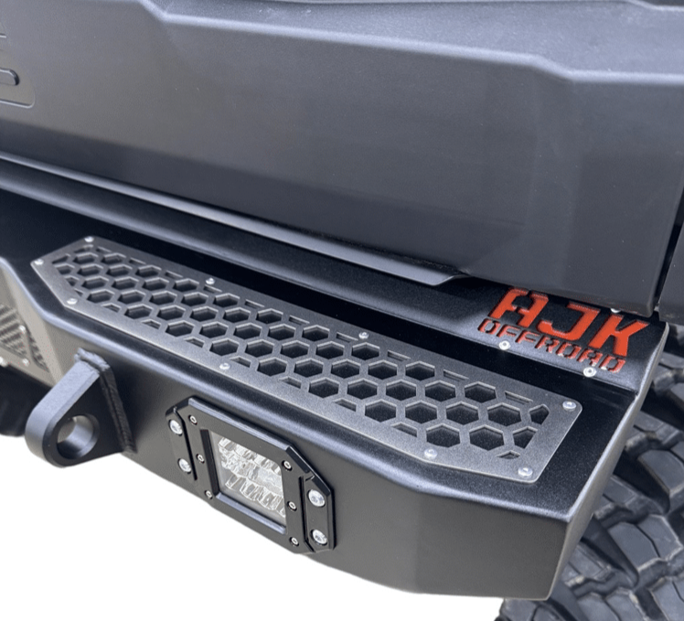 Polaris Xpedition Rear Bumper — Polaris Xpedition Rear Bumper by AJK Offroad Close Up of Right Side with AJK Offroad Logo
