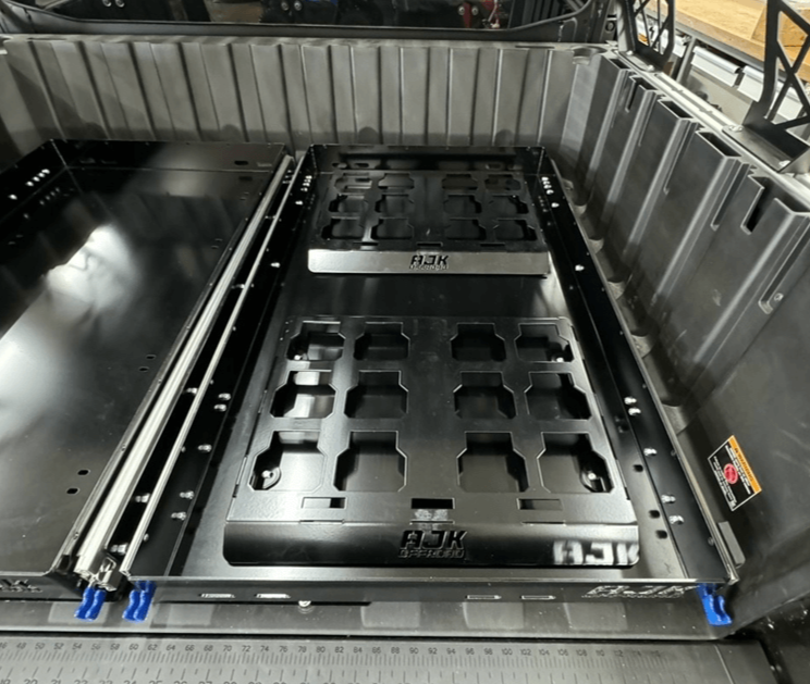 Polaris Ranger XD 1500 Bed Drawer — Polaris Ranger 1500XD Bed Drawer by AJK Offroad Close Up of Closed Bed Drawer with No Gear