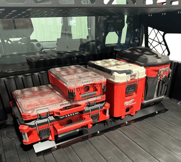 Polaris Ranger XD 1500 Front Packout Mount — Polaris Ranger 1500XD Front Packout Mount Installed Left Side View with Multiple Kits