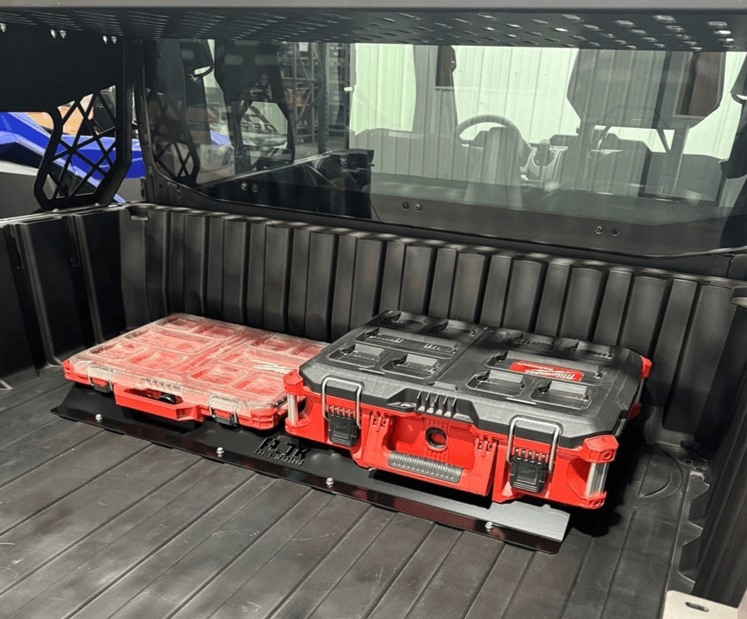 Polaris Ranger XD 1500 Front Packout Mount — Polaris Ranger 1500XD Front Packout Mount Installed with Two Kits Right Angle View