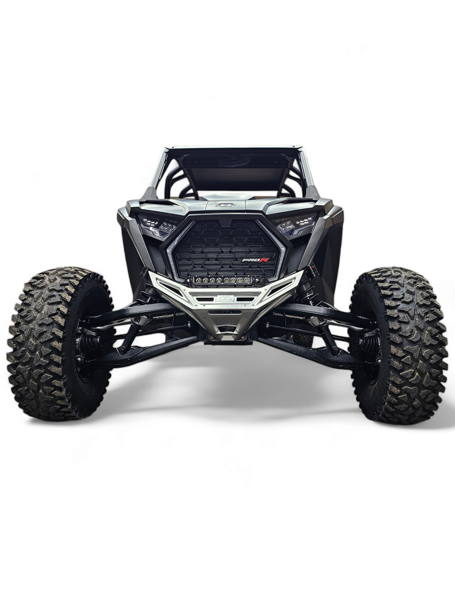 2022-2025 Polaris RZR Pro R, Pro S, Turbo R Machined Billet Front Winch Bumper (Clear Anodize)