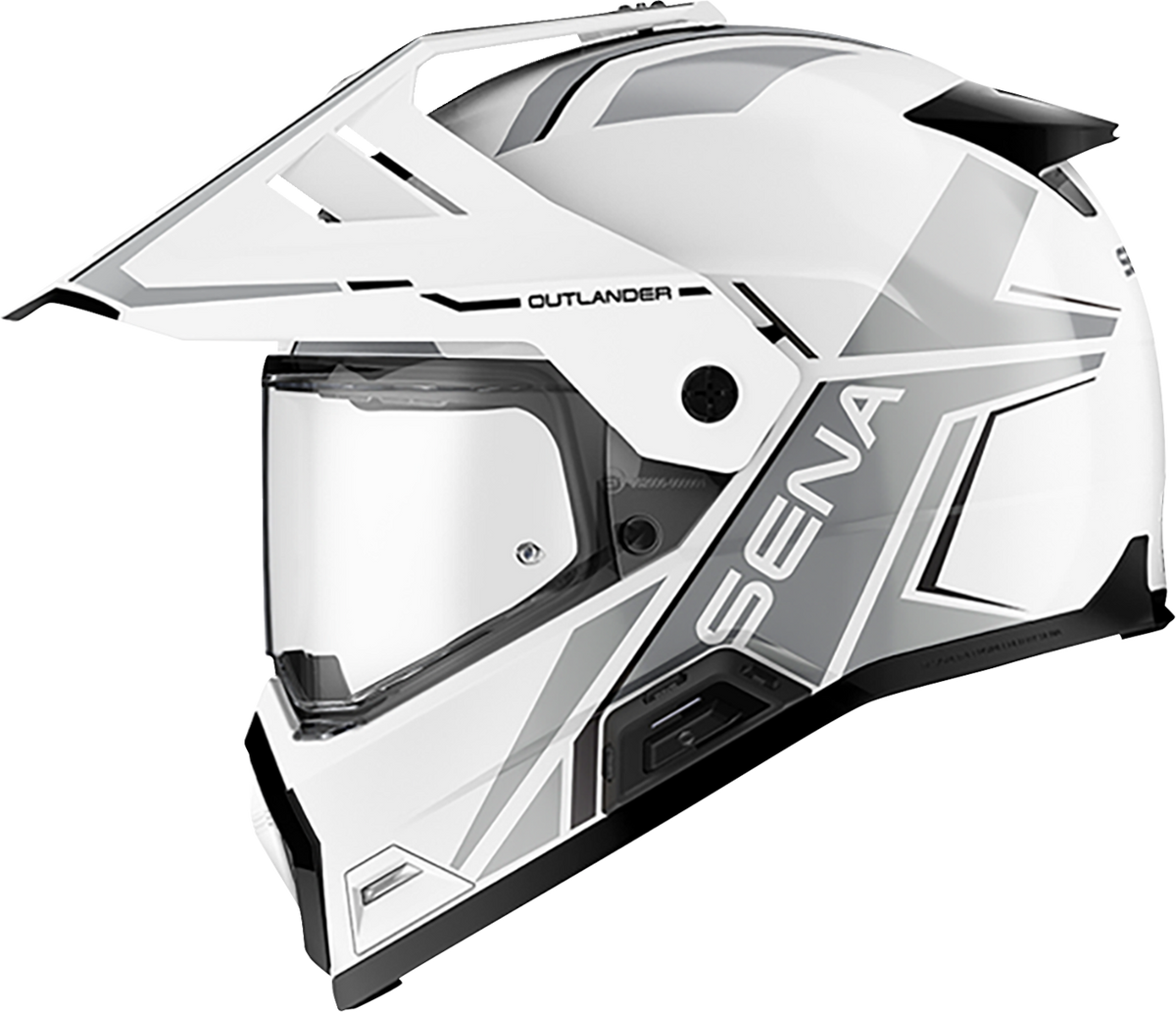 Sena Outlander dual-sport helmet in Graphic Gloss White