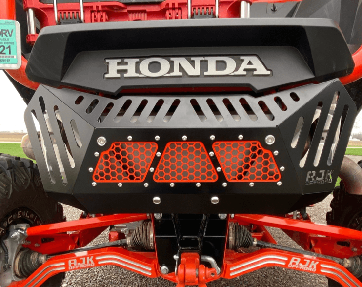 Honda Talon Exhaust Cover — Honda Talon Exhaust Cover by AJK Offroad in Black Far Front View Installed