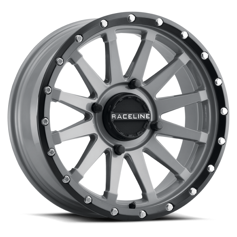 Raceline Trophy 14x7 UTV Wheel – 4x137 Grey & Black Lip – detail view