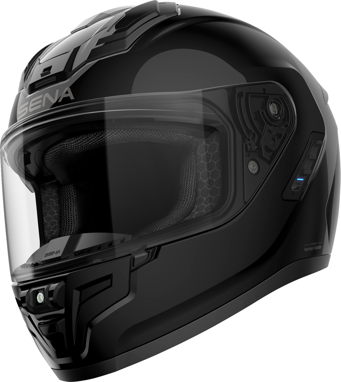 Sena Phantom full-face helmet in Gloss Black — front view