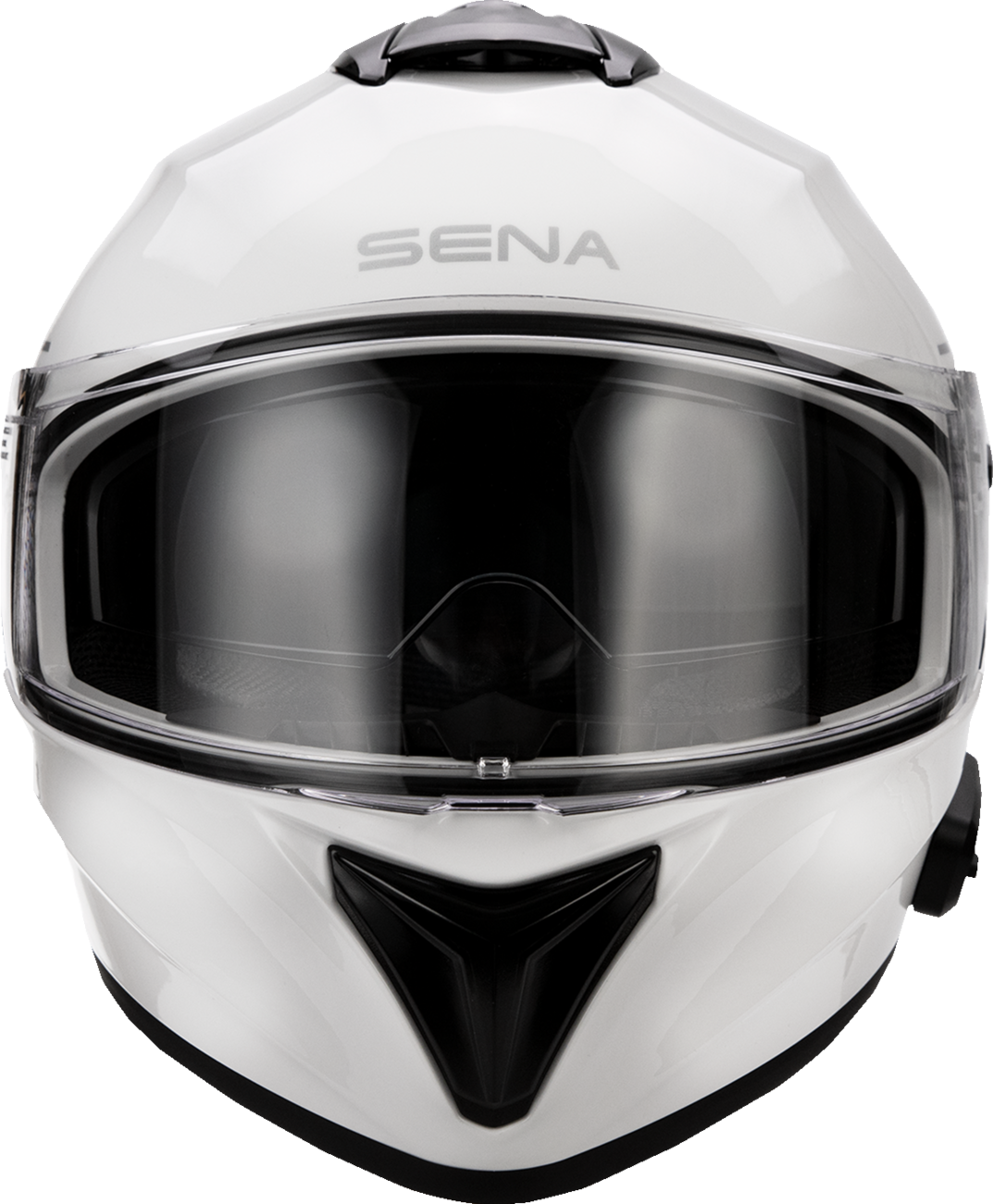 Sena Outforce full-face helmet in Gloss White — front view