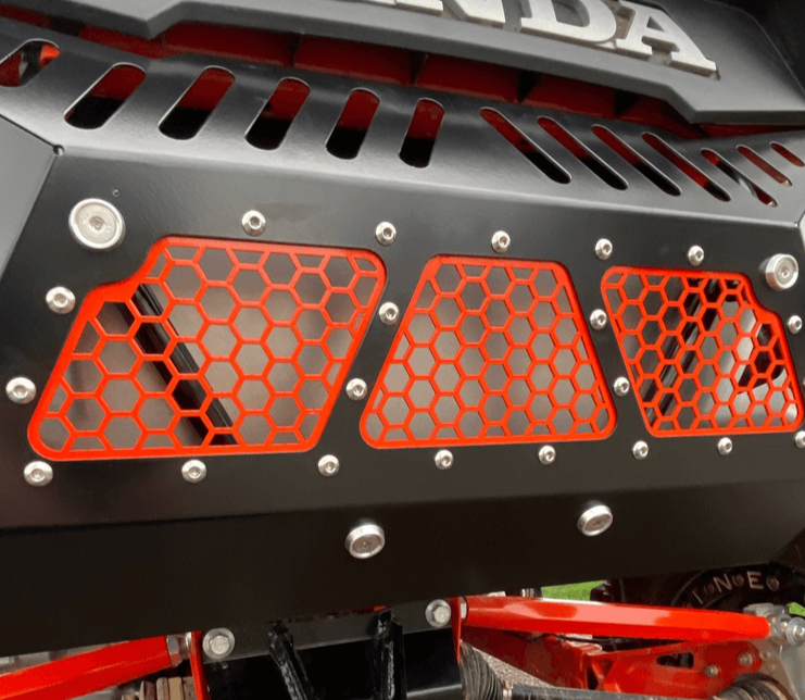 Honda Talon Exhaust Cover — Honda Talon Exhaust Cover by AJK Offroad in Black Close Up Left Side Front View