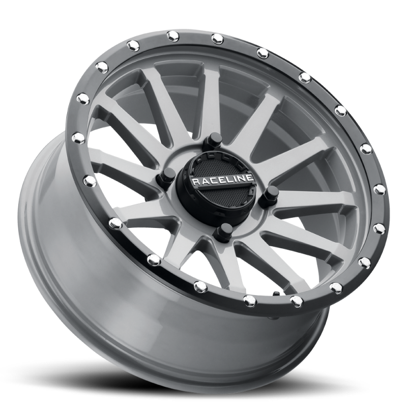 Raceline Trophy 14x7 UTV Wheel – 4x137 Grey & Black Lip – detail view