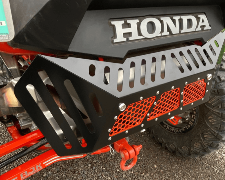 Honda Talon Exhaust Cover — Honda Talon Exhaust Cover by AJK Offroad in Black Far Side Left Front View
