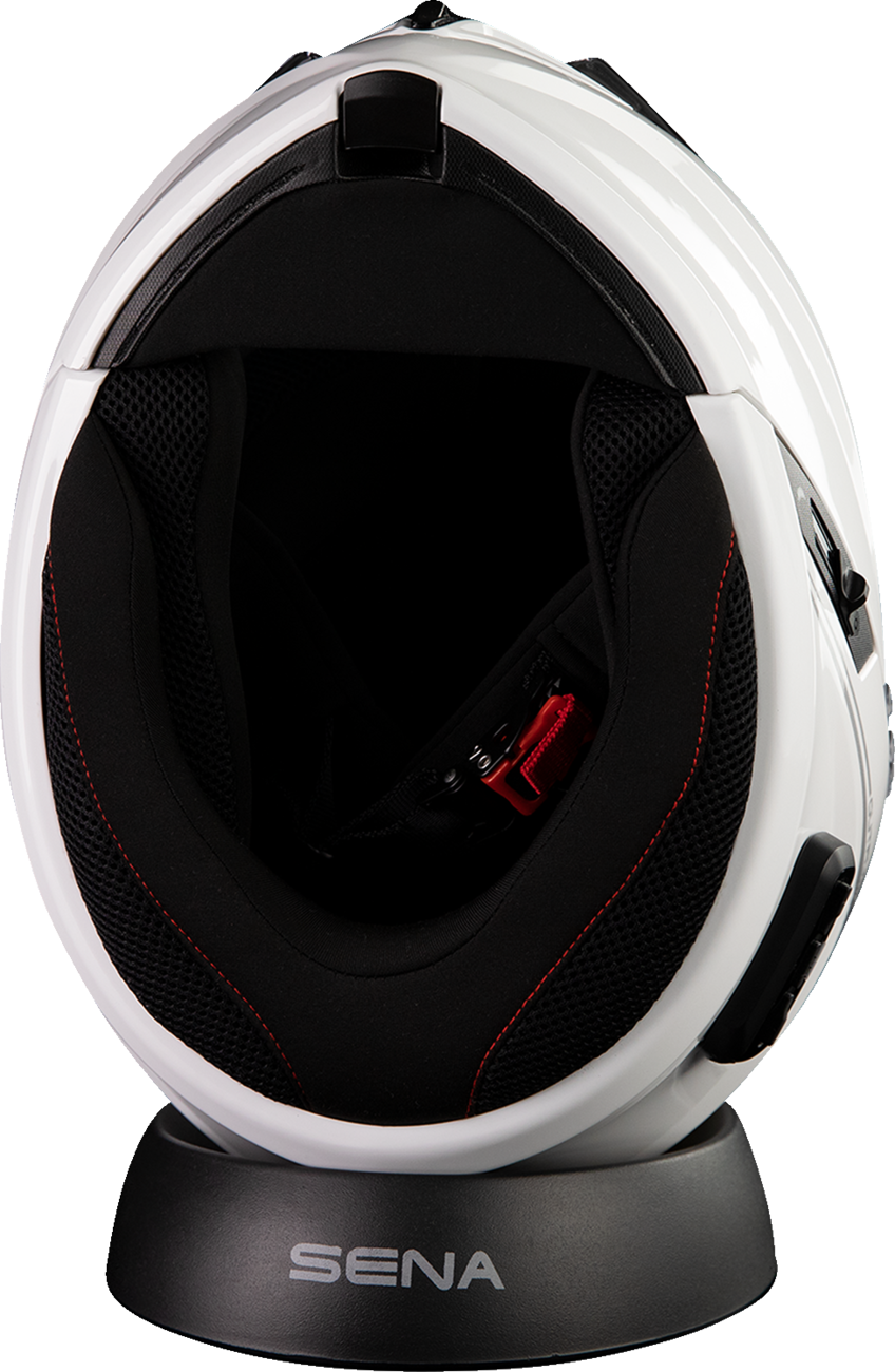Sena Outrush R modular helmet in Gloss White — bottom view