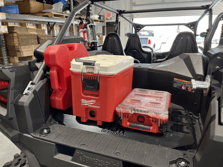 Kawasaki KRX Rotopax Mount — Kawasaki KRX Rotopax Mount by AJK Offroad Installed with Full Back