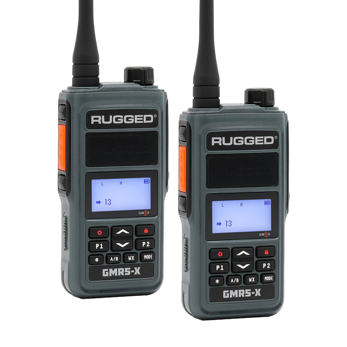 GMR5-X - 5W GMRS Handheld Radio - Waterproof with XL Battery - 2 Pack – Grey