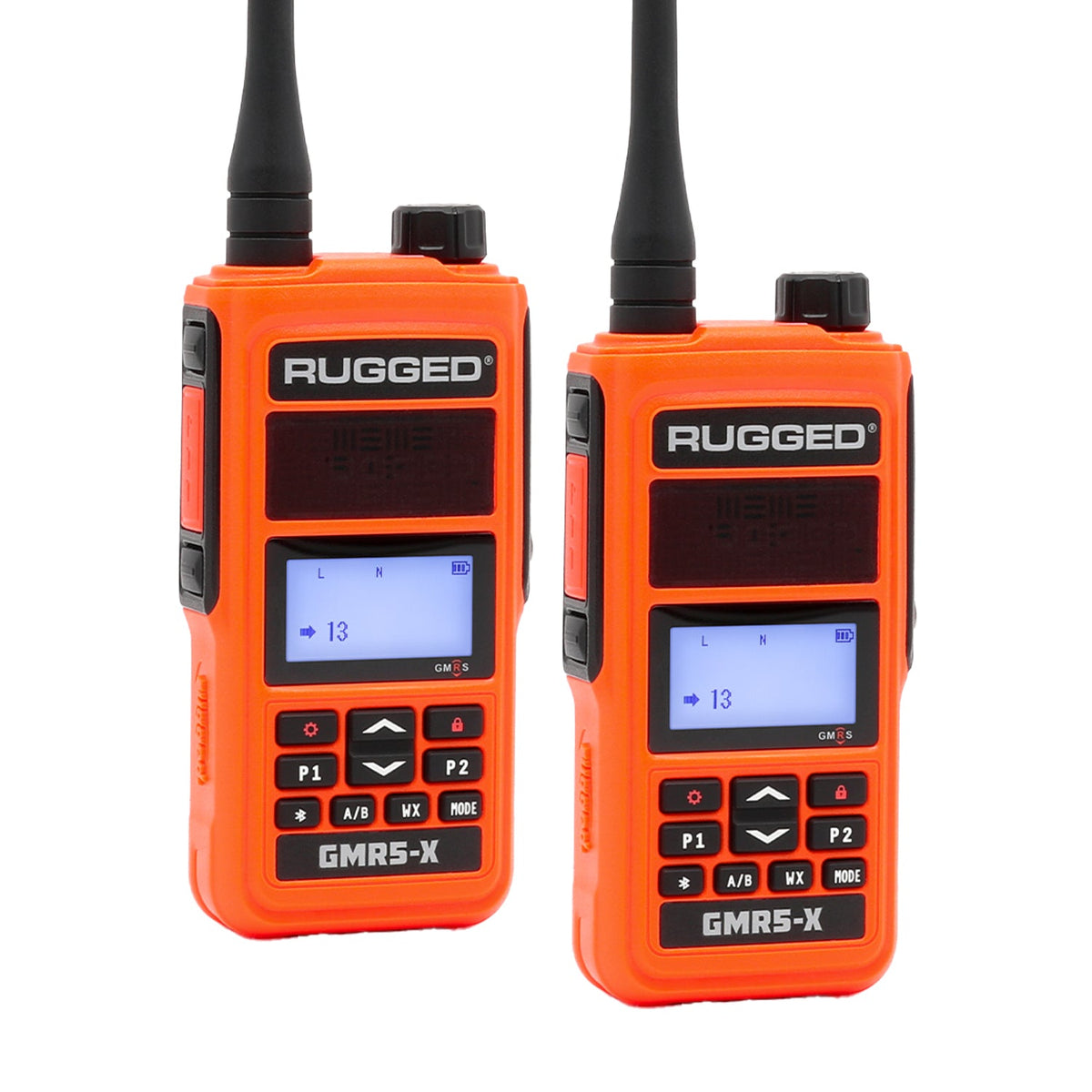 GMR5-X - 5W GMRS Handheld Radio - Waterproof with XL Battery - 2 Pack – Safety Orange