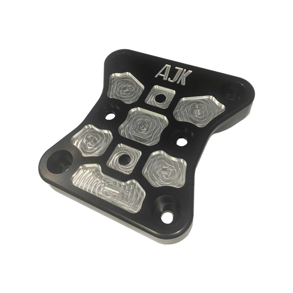 Can-Am Maverick X3 Billet Aluminum Radius Rod Plate — Can-Am X3 Billet Aluminum Radius Rod Plate by AJK Offroad Lower Right Side View No Hook