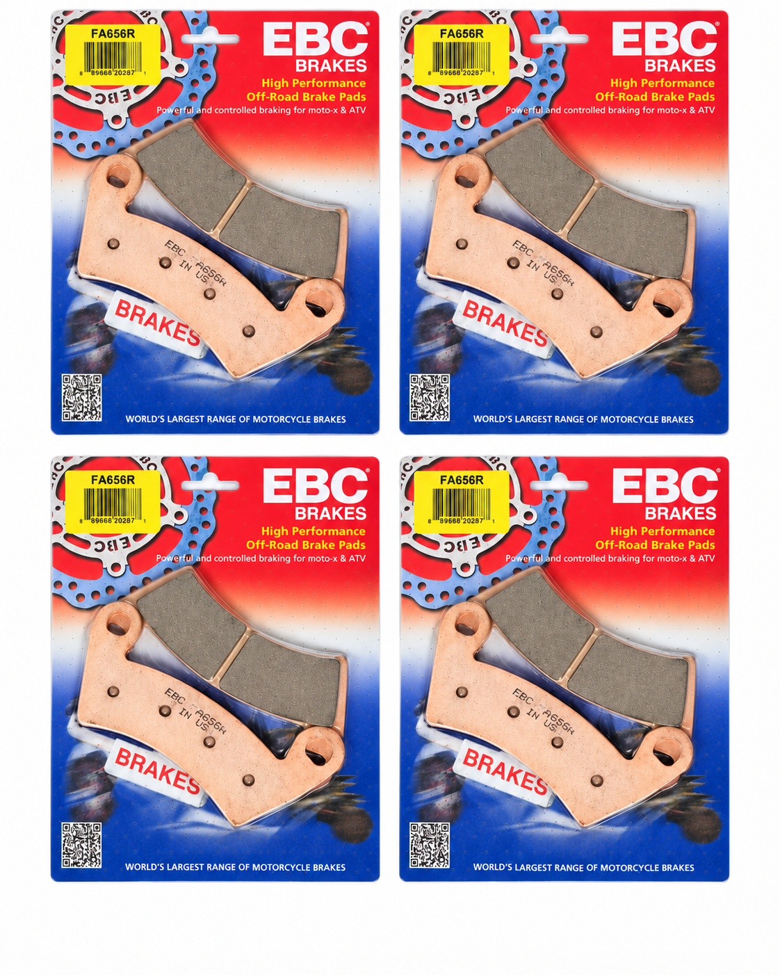Four EBC FA656R caliper sets — complete front and rear brake pad kit for 2014–2023 Polaris RZR XP 1000 / XP 4 1000 and 2018–2022 RS1