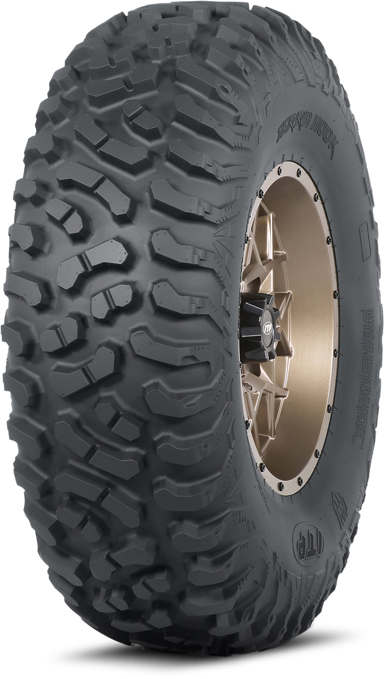 ITP Terra Hook radial tire showing channeled lugs; display wheel not included