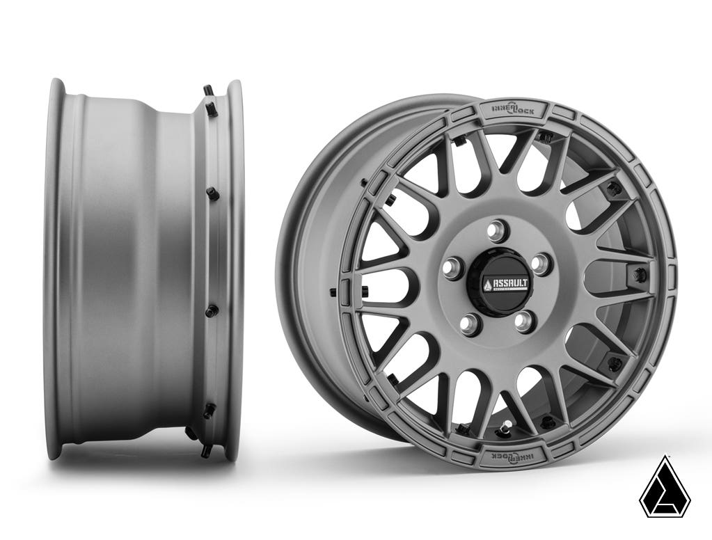 SuperATV Intimidator Tires 34x10x15 on 15in. Matte Titanium Hellfire Wheels 4/156 Pattern - image 3