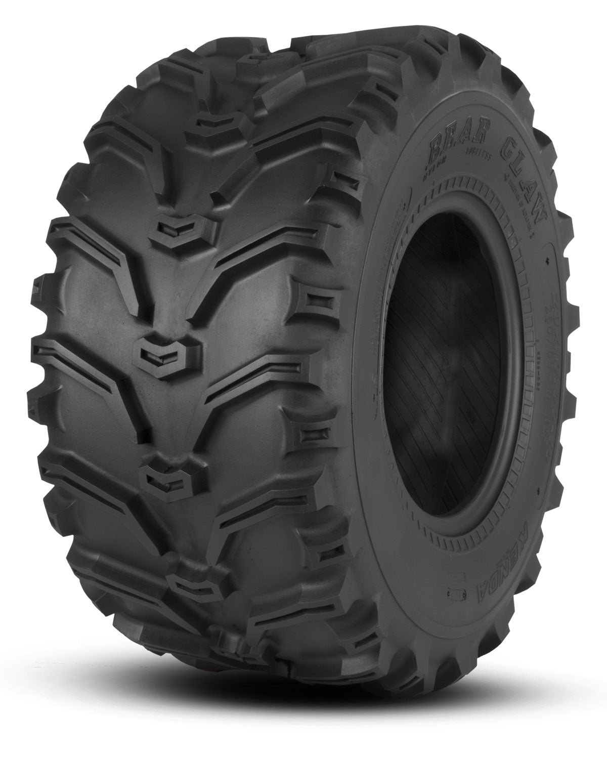 Kenda Bear Claw K299 tire showing angled tread lugs and sidewall; tire only