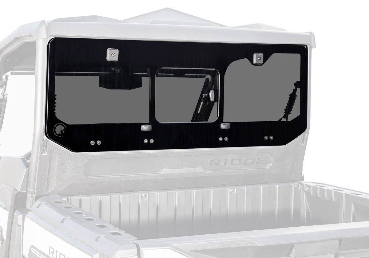 SuperATV Glass Sliding Rear Windshield for Kawasaki Ridge
