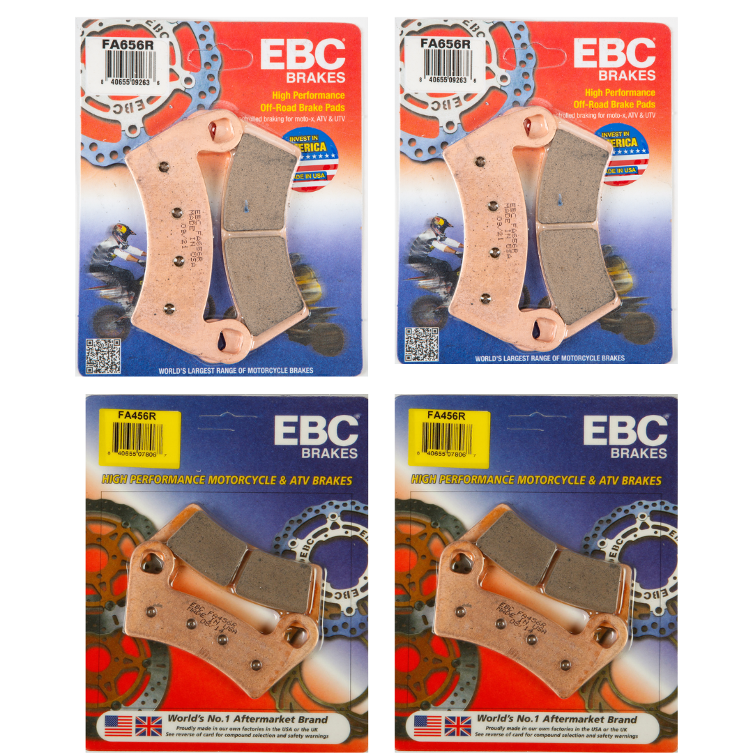 Polaris Ranger four-wheel brake pad kit with two EBC FA656R front sets and two FA456R rear sets