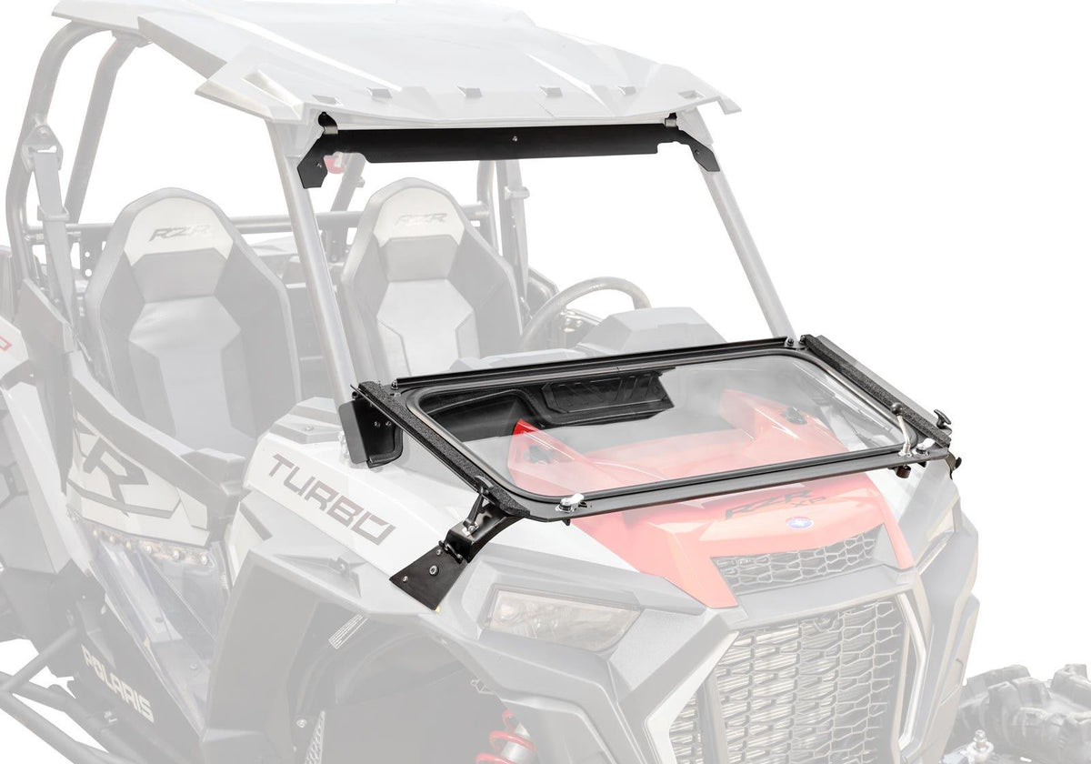 SuperATV Flip Down Glass Windshield for Polaris RZR XP Turbo