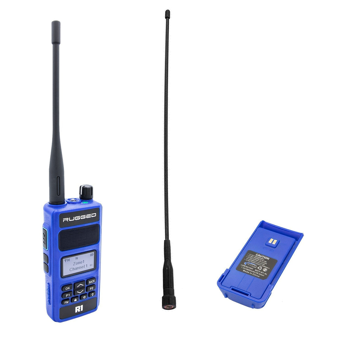 BUNDLE - Rugged R1 - Handheld Radio with Long Range Antenna and High Capacity Battery – 