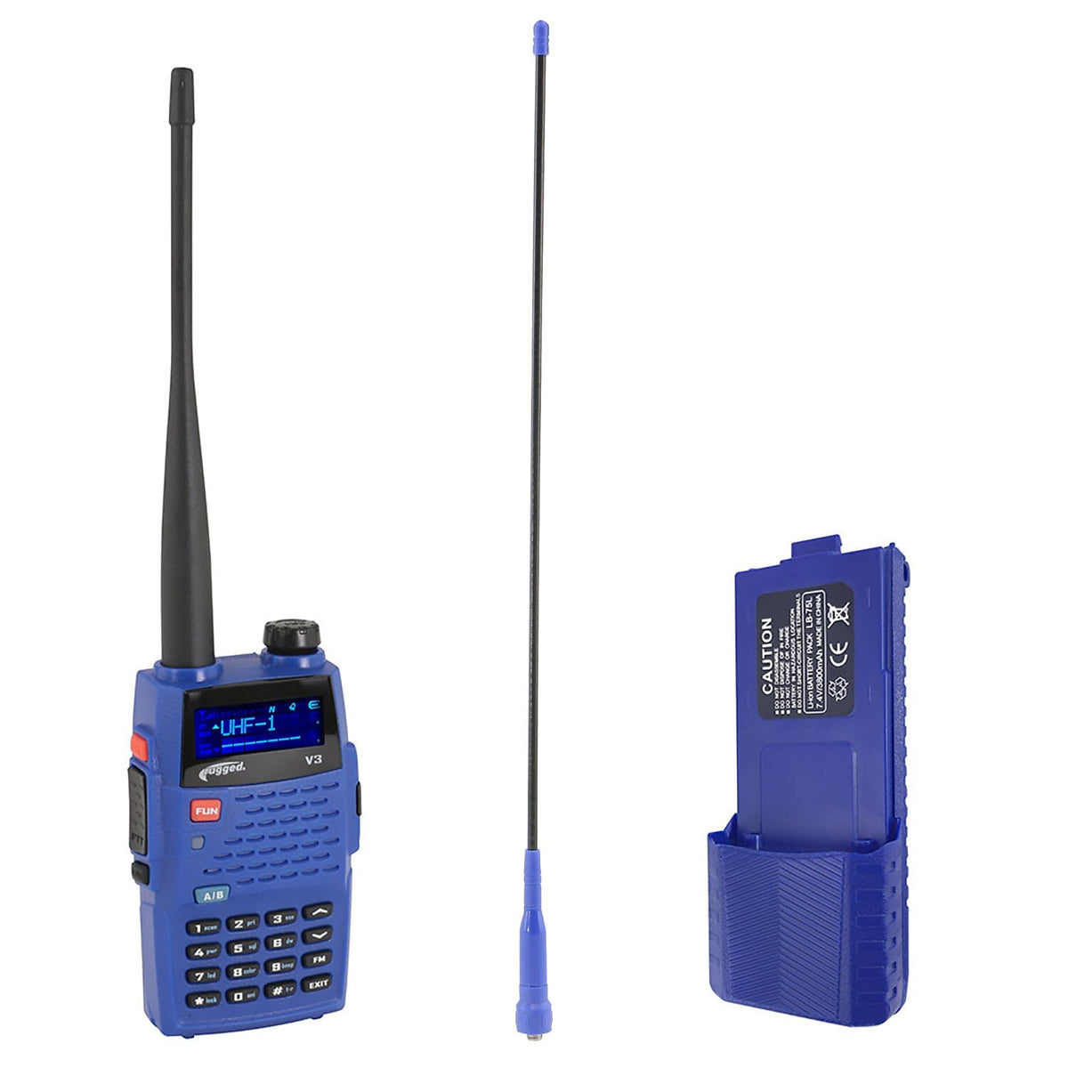 BUNDLE - Rugged V3 - Handheld Radio with Long Range Antenna and High Capacity Battery – 