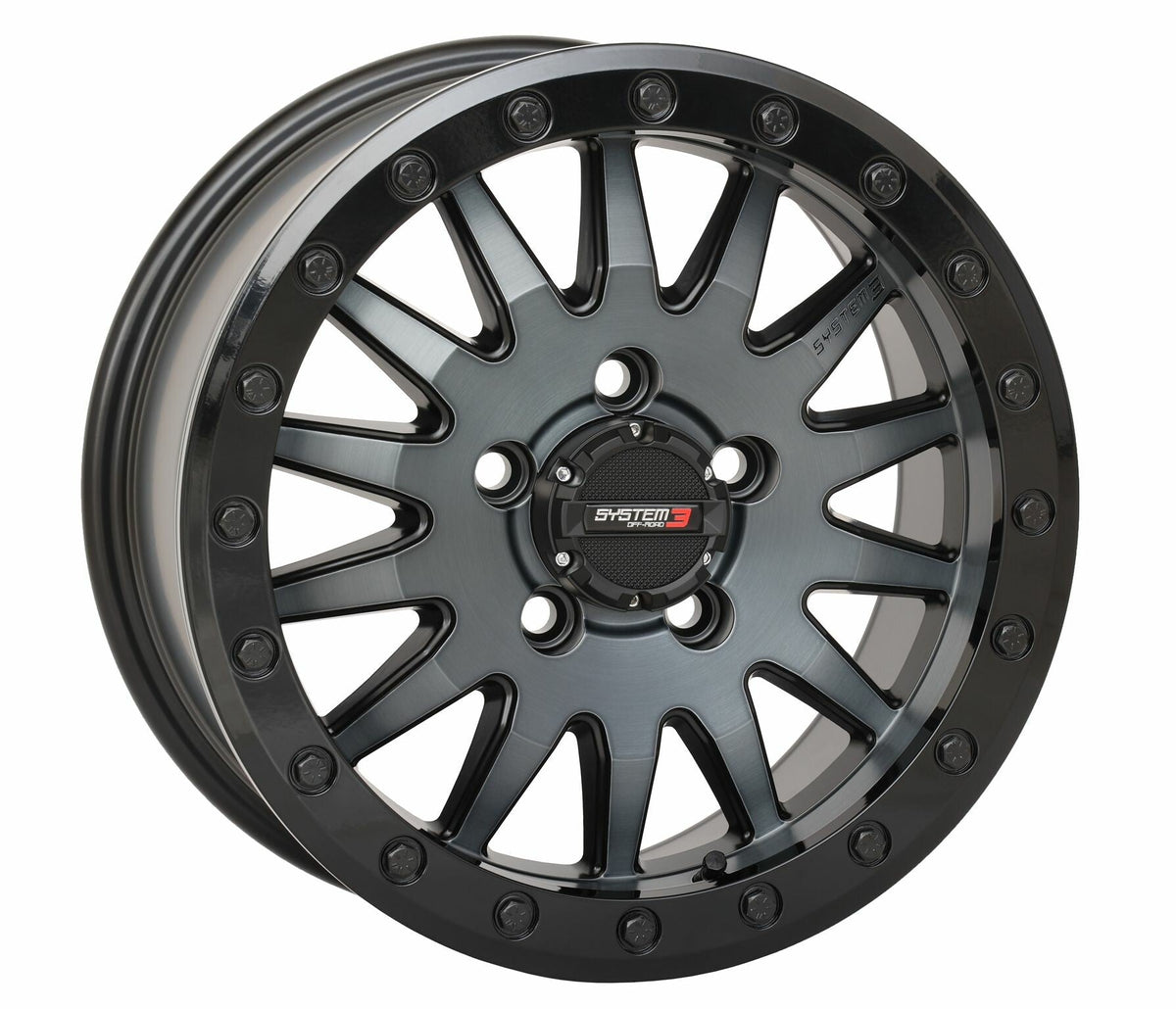 System 3 SB-8 Matte Brushed Grey beadlock wheel