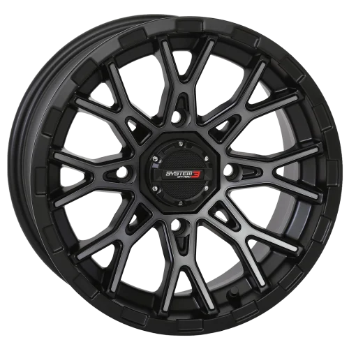 System 3 ST-6 Matte Dark Tint 14x7 off-road wheel, exact dark tint finish