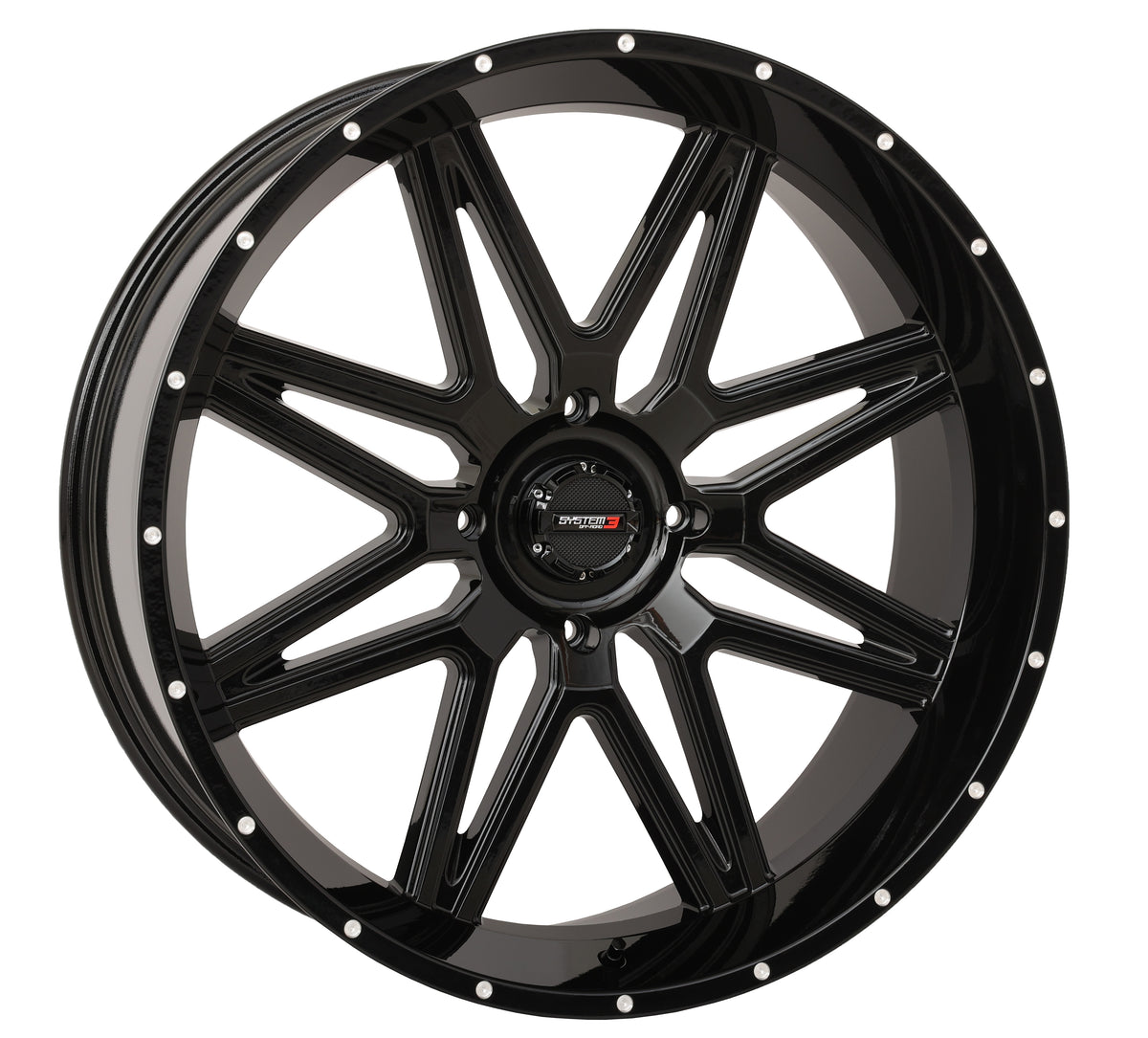 System 3 ST7 Gloss Black UTV wheel manufacturer product photograph