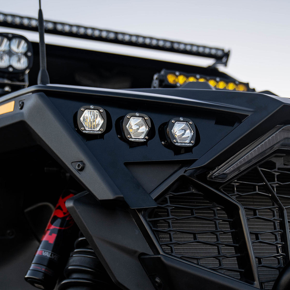Baja Designs triple S1 headlight kit installed on Polaris RZR Pro XP