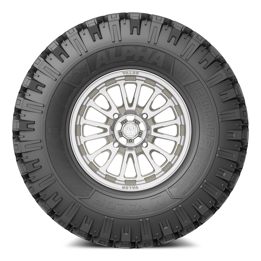 Alpha Rallycross Tires Made in USA UTV Tire - ALPHA on 15x7 V14 RM – Rad UTV Parts