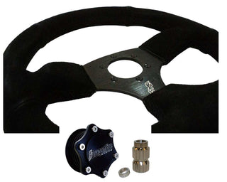 Polaris RZR steering wheel and DragonFire Racing quick-release hub with billet aluminum construction and 6-lug bolt pattern