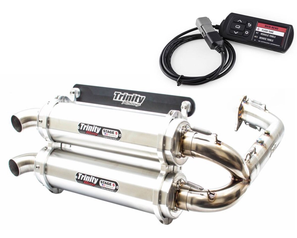 Polaris RZR Turbo EXHAUST FULL DUAL SYSTEM STAGE 5 BY TRINITY RACING WITH POWERVISION REFLASH TUNER - Rad Parts