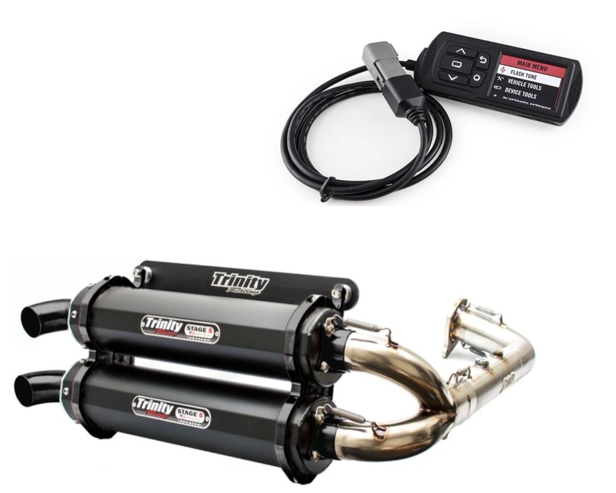Polaris RZR Turbo EXHAUST FULL DUAL SYSTEM STAGE 5 BY TRINITY RACING WITH POWERVISION REFLASH TUNER - Rad Parts