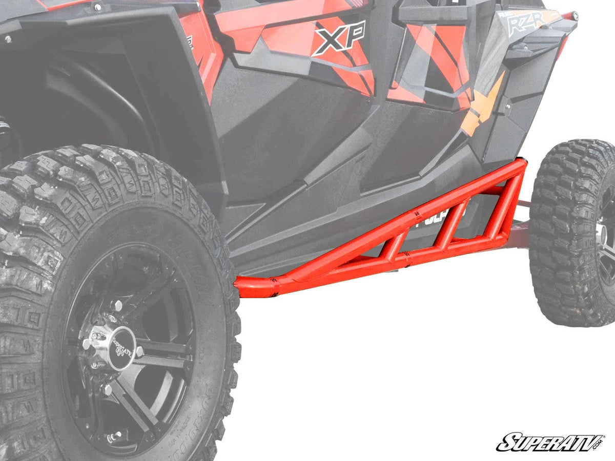 Polaris RZR XP Turbo 4 Seater Nerf Bar - Red Nerf Bars