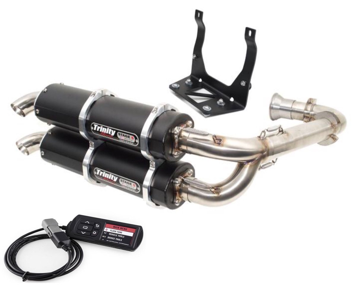 Trinity Racing MAVERICK X3 EXHAUST FULL DUAL SYSTEM STAGE 5 BY TRINITY RACING WITH POWERVISION REFLASH TUNER - Rad Parts