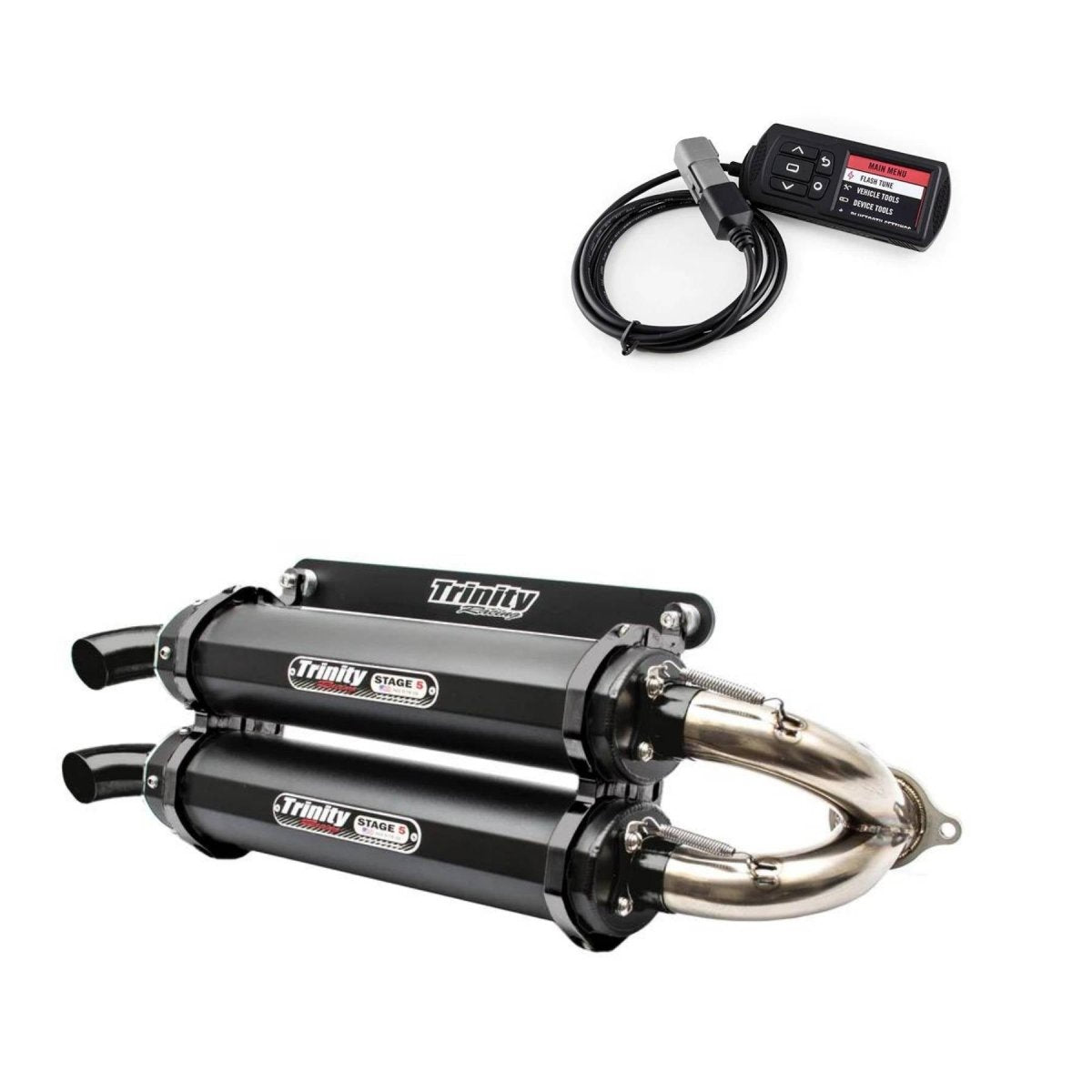 Trinity Racing Polaris RZR Turbo EXHAUST Slip on SYSTEM STAGE 5 BY TRINITY RACING WITH POWERVISION REFLASH TUNER - Rad Parts