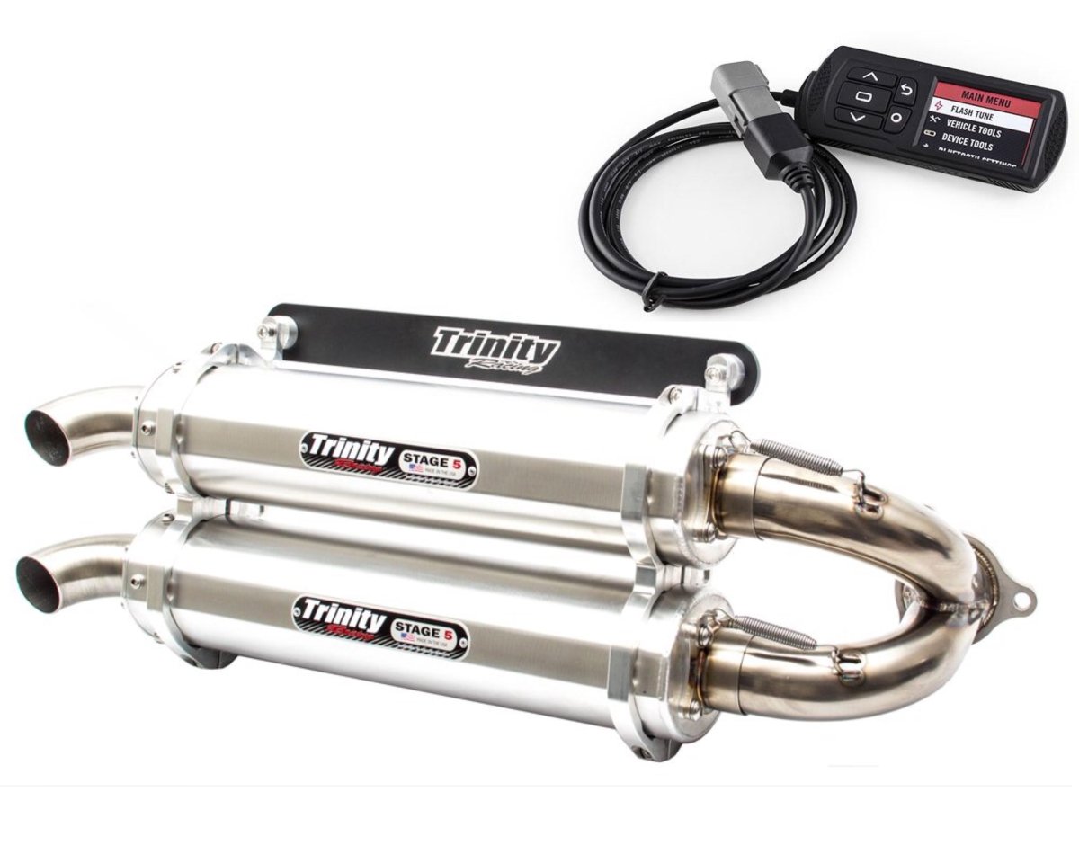 Trinity Racing Polaris RZR Turbo EXHAUST Slip on SYSTEM STAGE 5 BY TRINITY RACING WITH POWERVISION REFLASH TUNER - Rad Parts