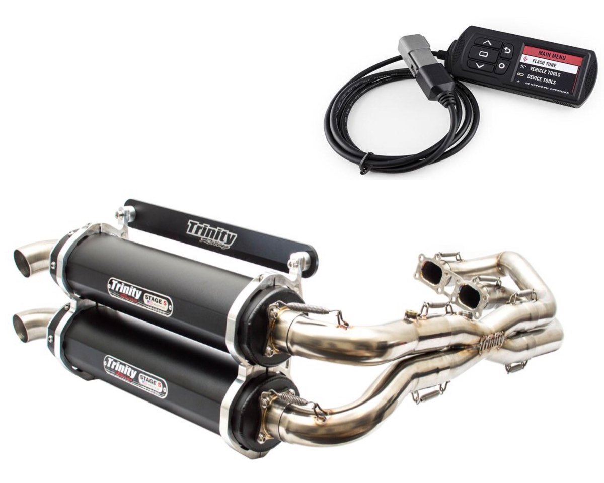 Trinity Racing Polaris RZR XP 1000 EXHAUST FULL DUAL SYSTEM FITS 2014-2023 STAGE 5 WITH POWERVISION TUNER - Rad Parts