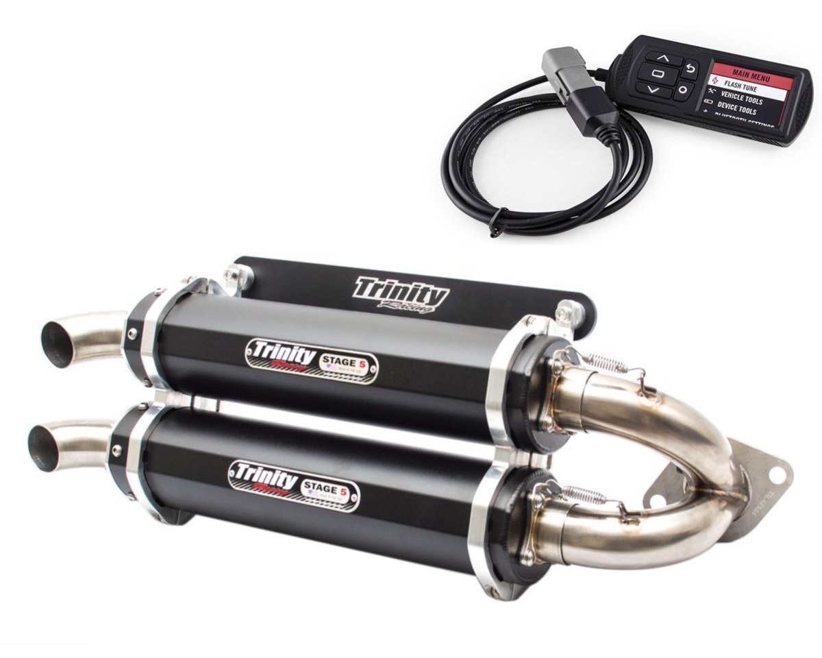 Trinity Racing Polaris RZR XP 1000 SLIP ON EXHAUST SYSTEM FITS 2014-2020 STAGE 5 BY TRINITY RACING WITH POWERVISION REFLASH TUNER - Rad Parts